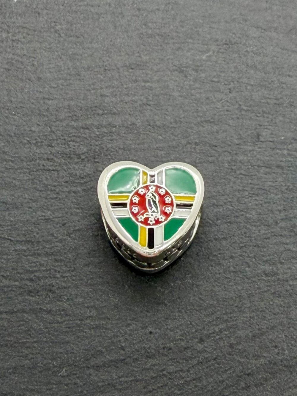 Pandora I Love Dominica Flag Heart Charm Sterling Silver Jewelry